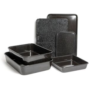 MasterClass 6pc Non-Stick Bakeware Set with 2x Roasting Pans & 4x Baking Trays in Black Black MasterClass 6pc Non-Stick Bakeware Set with 2x Roasting Pans & 4x Baking Trays in Black Black