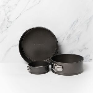 MasterClass 3pc Non-Stick Spring Form Loose Base Round Cake Pan Set with 3x Baking Pans, 11cm, 18cm & 23cm in Charcoal Charcoal MasterClass 3pc Non-Stick Spring Form Loose Base Round Cake Pan Set with 3x Baking Pans, 11cm, 18cm & 23cm in Charcoal Charcoal