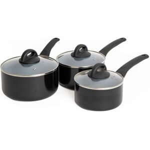 MasterClass 3pc Ceramic Non-Stick Aluminium Saucepan Set with 16cm, 18cm & 20cm Saucepans with Lids Size: Large Multicolor Large MasterClass 3pc Ceramic Non-Stick Aluminium Saucepan Set with 16cm, 18cm & 20cm Saucepans with Lids Size: Large Multicolor Large
