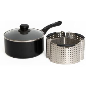 MasterClass 4pc Cooking Set Including Can-to-Pan Non-Stick Saucepan with Lid & 3x Stainless Steel Saucepan Divider Baskets in Grey Size: Large Grey Large MasterClass 4pc Cooking Set Including Can-to-Pan Non-Stick Saucepan with Lid & 3x Stainless Steel Saucepan Divider Baskets in Grey Size: Large Grey Large