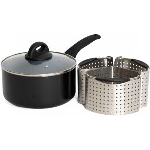 MasterClass 4pc Cooking Set Including 20cm Ceramic Non-Stick Saucepan with Lid & 3x Stainless Steel Saucepan Divider Baskets Size: Large Multicolor Large MasterClass 4pc Cooking Set Including 20cm Ceramic Non-Stick Saucepan with Lid & 3x Stainless Steel Saucepan Divider Baskets Size: Large Multicolor Large