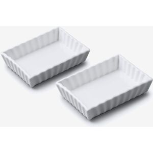 WM Bartleet & Sons Porcelain Rectangular Flan Dish Set of 2 in White White WM Bartleet & Sons Porcelain Rectangular Flan Dish Set of 2 in White White