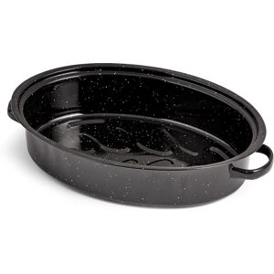 VonShef Enamel Self-Basting Roasting Tin With Lid in Black Black VonShef Enamel Self-Basting Roasting Tin With Lid in Black Black