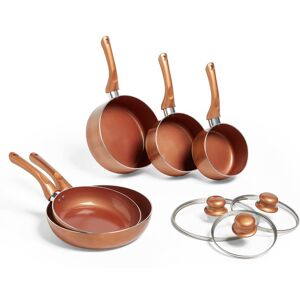 VonShef Induction Safe Non-Stick 5Pc Copper Pots & Pans Set Copper VonShef Induction Safe Non-Stick 5Pc Copper Pots & Pans Set Copper
