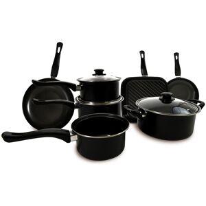 Carter & Clay 10 Piece Cookware Pots & Pans Set in Black Black Carter & Clay 10 Piece Cookware Pots & Pans Set in Black Black