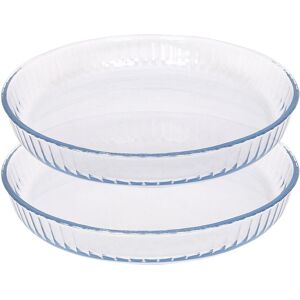 Argon Tableware Round Glass Oven Dishes - 32 x 32cm - 2x Optical Roasting Baking Tray in Clear Size: 32 x 32 cm Clear 32 x 32 cm Argon Tableware Round Glass Oven Dishes - 32 x 32cm - 2x Optical Roasting Baking Tray in Clear Size: 32 x 32 cm Clear 32 x 32 cm