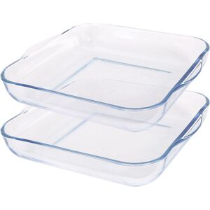Argon Tableware Square Glass Oven Dishes - 30cm x 27.5cm - 2x Large Baking Tray in Clear Size: 30 cm x 27.5 cm Clear 30 cm x 27.5 cm Argon Tableware Square Glass Oven Dishes - 30cm x 27.5cm - 2x Large Baking Tray in Clear Size: 30 cm x 27.5 cm Clear 30 cm x 27.5 cm