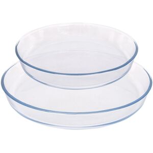 Argon Tableware Round Glass Oven Dish Set - 2 Sizes - 2pc Deep Baking Tray in Clear Clear Argon Tableware Round Glass Oven Dish Set - 2 Sizes - 2pc Deep Baking Tray in Clear Clear