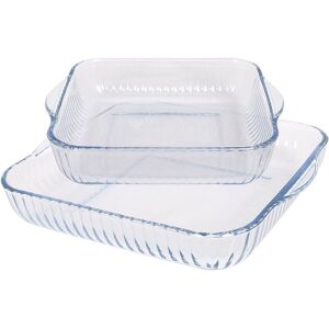 Argon Tableware Square Glass Oven Dish Set - 2 Sizes - Optical Roasting Baking Tray in Clear Clear Argon Tableware Square Glass Oven Dish Set - 2 Sizes - Optical Roasting Baking Tray in Clear Clear
