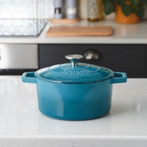 Cooks Professional Cast Iron Casserole Dish 26cm Oven Proof Enamelled Pan with Lid in Teal Teal Cooks Professional Cast Iron Casserole Dish 26cm Oven Proof Enamelled Pan with Lid in Teal Teal