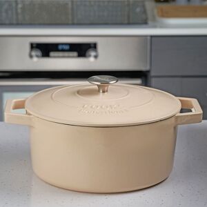 Cooks Professional Cast Iron Casserole Dish 26cm Oven Proof Enamelled Pan with Lid in Off-White Off-White Cooks Professional Cast Iron Casserole Dish 26cm Oven Proof Enamelled Pan with Lid in Off-White Off-White