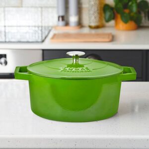 Cooks Professional Cast Iron Casserole Dish 26cm Oven Proof Enamelled Pan with Lid in Green Green Cooks Professional Cast Iron Casserole Dish 26cm Oven Proof Enamelled Pan with Lid in Green Green