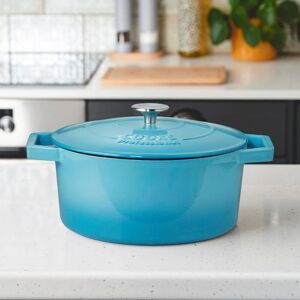 Cooks Professional Cast Iron Casserole Dish 26cm Oven Proof Enamelled Pan with Lid in Blue Blue Cooks Professional Cast Iron Casserole Dish 26cm Oven Proof Enamelled Pan with Lid in Blue Blue