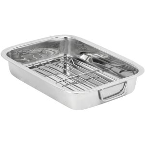 Royalford Stainless Steel Roasting Tray with Grill Rack Baking Grilling in Silver Size: Small Silver Small Royalford Stainless Steel Roasting Tray with Grill Rack Baking Grilling in Silver Size: Small Silver Small