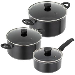 Kuhn Rikon Easy Induction Aluminium 3-Piece Mixed Cookware Set - 16cm Saucepan & 20cm/24cm Casserole Pot in Black Black Kuhn Rikon Easy Induction Aluminium 3-Piece Mixed Cookware Set - 16cm Saucepan & 20cm/24cm Casserole Pot in Black Black