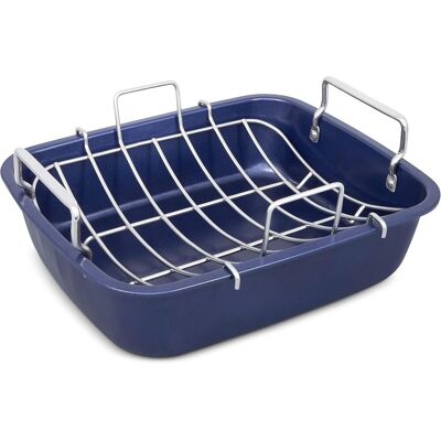 Zyliss Non-Stick Carbon Steel Roasting Tin with Rack, Dark Blue Dark Blue Zyliss Non-Stick Carbon Steel Roasting Tin with Rack, Dark Blue Dark Blue