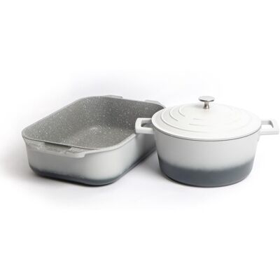 Masterclass Cast Aluminium Cookware Set - Grey Ombre - 4L Casserole, 34cm Roasting Pan - Cookware Set Masterclass Cast Aluminium Cookware Set - Grey Ombre - 4L Casserole, 34cm Roasting Pan - Cookware Set
