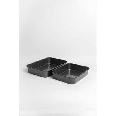 Masterclass Dark Grey Non-Stick Roasting Pan Set - Large 39x28cm, Medium 34x26cm Masterclass Dark Grey Non-Stick Roasting Pan Set - Large 39x28cm, Medium 34x26cm