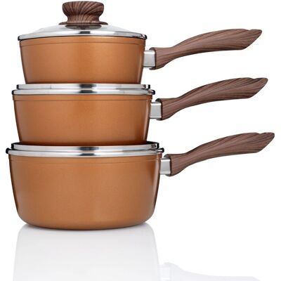 JML Copper Stone Saucepan Set with Lids - Saucepan Set JML Copper Stone Saucepan Set with Lids - Saucepan Set