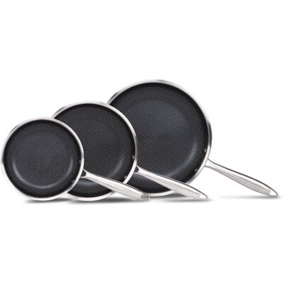 Cermalon Triply Set of 3 Frying Pans in Silver Silver Cermalon Triply Set of 3 Frying Pans in Silver Silver