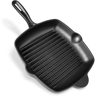 VonShef Pre-Seasoned Non-Stick Cast Iron Griddle Pan in Black Black VonShef Pre-Seasoned Non-Stick Cast Iron Griddle Pan in Black Black