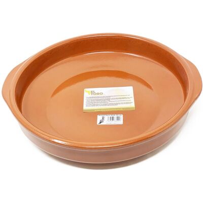 Verano Spanish Ceramics El Toro Glazed Terracotta Kitchen Dining Cookware Round Open Dish (Diam) 32cm in Brown Brown Verano Spanish Ceramics El Toro Glazed Terracotta Kitchen Dining Cookware Round Open Dish (Diam) 32cm in Brown Brown