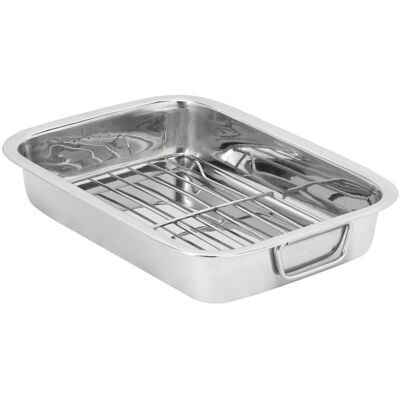 Royalford Stainless Steel Roasting Tray with Grill Rack Baking Grilling in Silver Size: Medium Silver Medium Royalford Stainless Steel Roasting Tray with Grill Rack Baking Grilling in Silver Size: Medium Silver Medium