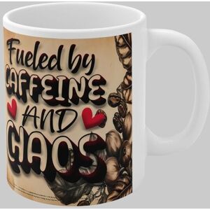 Simply Stunning Mugs Handcrafted Ceramic Coffee Mug 'Fueled by Caffeine & Chaos' in White White Simply Stunning Mugs Handcrafted Ceramic Coffee Mug 'Fueled by Caffeine & Chaos' in White White