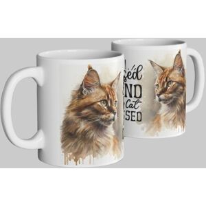 Simply Stunning Mugs "Blessed & Cat Obsessed" Handcrafted Ceramic Mug - Maine Coon Design in White White Simply Stunning Mugs "Blessed & Cat Obsessed" Handcrafted Ceramic Mug - Maine Coon Design in White White