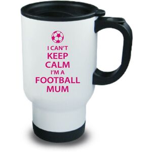 60 SECOND MAKEOVER Women's Pink I Can't Keep Calm I'm a Football Mum Metal Travel Mug in White White 60 SECOND MAKEOVER Women's Pink I Can't Keep Calm I'm a Football Mum Metal Travel Mug in White White