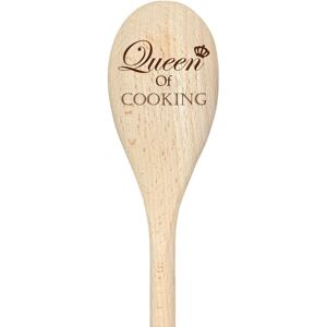 60 SECOND MAKEOVER Queen Of Cooking Spoon Funny Wooden Spoon in Beige Beige 60 SECOND MAKEOVER Queen Of Cooking Spoon Funny Wooden Spoon in Beige Beige