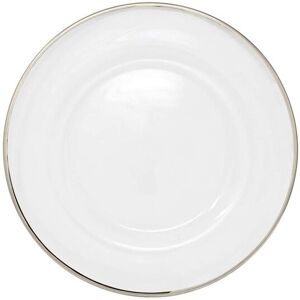 Neel Blue 33cm Charger Plates Clear Glass with Trim with Diamante & Pearl Flower Design in Silver Silver Neel Blue 33cm Charger Plates Clear Glass with Trim with Diamante & Pearl Flower Design in Silver Silver