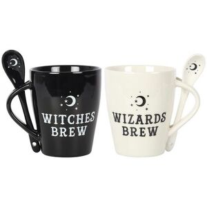KDMD Witch & Wizard Couples Mug & Spoon Set in Black Black KDMD Witch & Wizard Couples Mug & Spoon Set in Black Black