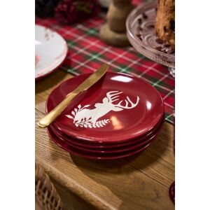 Dibor Set of 4 Red Christmas Stag Side Plates Ceramic Reindeer Dessert Plates Dia 21cm Size: 4 Pack Red 4 Pack Dibor Set of 4 Red Christmas Stag Side Plates Ceramic Reindeer Dessert Plates Dia 21cm Size: 4 Pack Red 4 Pack