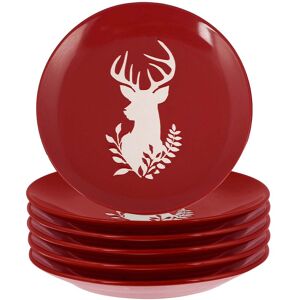 Dibor Set of 6 Red Christmas Stag Side Plates Ceramic Reindeer Dessert Plates Dia 21cm Size: 6 Pack Red 6 Pack Dibor Set of 6 Red Christmas Stag Side Plates Ceramic Reindeer Dessert Plates Dia 21cm Size: 6 Pack Red 6 Pack