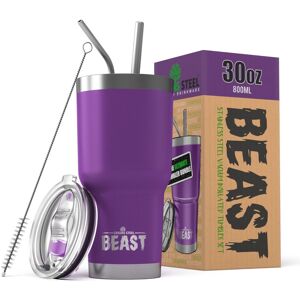 Dyzi 30oz Reusable Stainless Steel Double Insulated Coffee Tumbler Travel Mug in Purple Purple Dyzi 30oz Reusable Stainless Steel Double Insulated Coffee Tumbler Travel Mug in Purple Purple