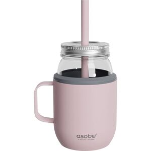 asobu Moonshine Mason Jar 475ml with Stainless Steel Insulated Sleeve & Handle Pink Pink asobu Moonshine Mason Jar 475ml with Stainless Steel Insulated Sleeve & Handle Pink Pink