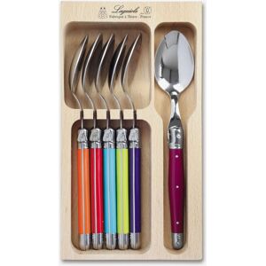 Laguiole 6 Piece Dinner Spoon Set in Wooden Tray Multicolor Laguiole 6 Piece Dinner Spoon Set in Wooden Tray Multicolor