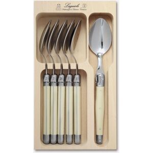 Laguiole 6 Piece Dinner Spoon Set in Wooden Tray in Ivory Ivory Laguiole 6 Piece Dinner Spoon Set in Wooden Tray in Ivory Ivory