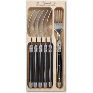Laguiole 6 Piece Dinner Fork Set in Wooden Tray in Black Black Laguiole 6 Piece Dinner Fork Set in Wooden Tray in Black Black