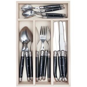 Laguiole 16 Piece Cutlery Set in Wooden Presentation Tray in Black Black Laguiole 16 Piece Cutlery Set in Wooden Presentation Tray in Black Black