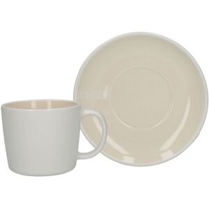 La Cafetiere Barcelona Modern Style Ceramic Teacup & Saucer Set for Coffee or Tea in White White La Cafetiere Barcelona Modern Style Ceramic Teacup & Saucer Set for Coffee or Tea in White White