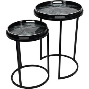 Libra Interiors Monochrome Swirl Set of 2 Side Tray Tables Multicolor Libra Interiors Monochrome Swirl Set of 2 Side Tray Tables Multicolor