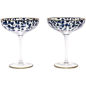 Frida Set of 2 Leopard Print Cocktail Glasses in Clear Clear Frida Set of 2 Leopard Print Cocktail Glasses in Clear Clear