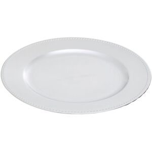 Orsina Functional Silver Charger Plate With Dotted Rim, Minimalist Dinner Plates, Reliable Silver Dinner Plate Silver Orsina Functional Silver Charger Plate With Dotted Rim, Minimalist Dinner Plates, Reliable Silver Dinner Plate Silver