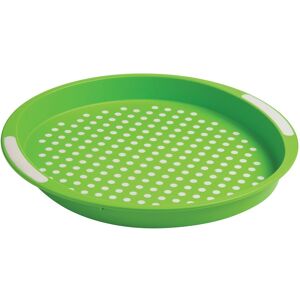 Orsina Integrated Side Handles Anti Slip Round Serving Tray, Non Slip Surface Tray, Lightweight Kitchen Tray in Green Green Orsina Integrated Side Handles Anti Slip Round Serving Tray, Non Slip Surface Tray, Lightweight Kitchen Tray in Green Green