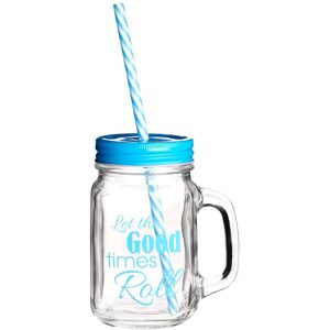 Orsina Good Times Square Mason Jar Mug in Blue Blue Orsina Good Times Square Mason Jar Mug in Blue Blue