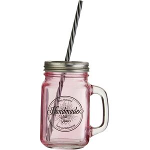 Orsina Charming Handmade With Love Mason Jar, Comfortably Gripped Glass Bottle With Metal Lid, Versatile Glass Jar in Pink Pink Orsina Charming Handmade With Love Mason Jar, Comfortably Gripped Glass Bottle With Metal Lid, Versatile Glass Jar in Pink Pink