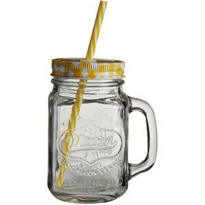 Orsina Versatile Embossed Coloured Mason Jar Mug With Yellow Lid, Embossed Clear Glass Bottle With Metal Lid Yellow Orsina Versatile Embossed Coloured Mason Jar Mug With Yellow Lid, Embossed Clear Glass Bottle With Metal Lid Yellow