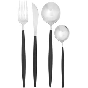 Orsina 16-Piece Black & Matte Gold Cutlery Set, Stainless Steel Flatware with Matte Gold Heads & Black Handles in Silver Silver Orsina 16-Piece Black & Matte Gold Cutlery Set, Stainless Steel Flatware with Matte Gold Heads & Black Handles in Silver Silver